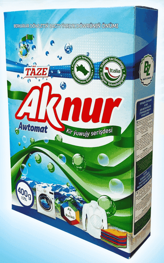 Aknur автоматический стиральный порошок, картонная упаковка 400 г